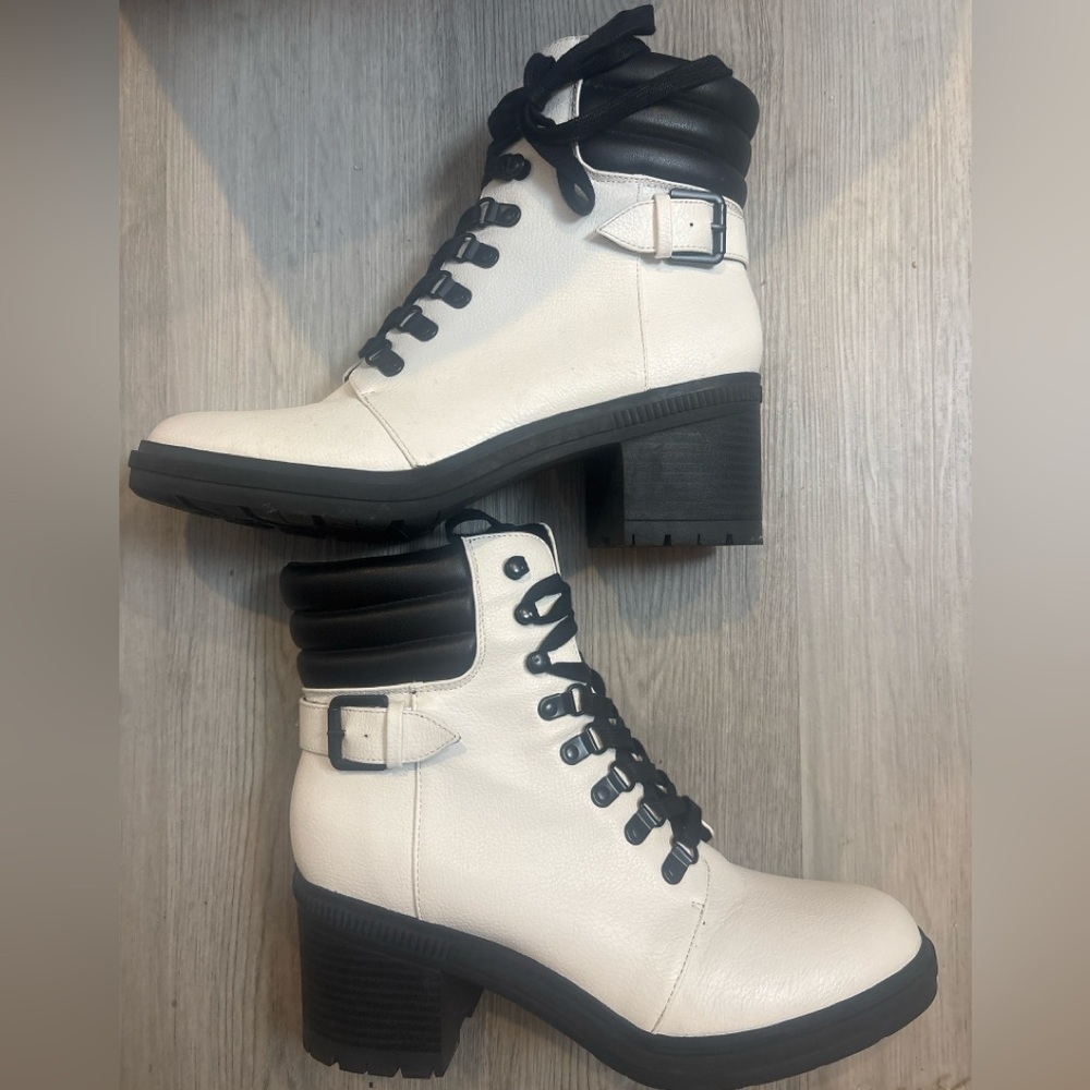 Mix No. 6 Black and White Lace Up Boots